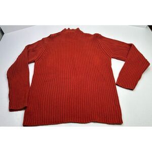 St John's Bay Women's XL Mock Neck Sweater Rust Orange Long Sleeve Ribbed VTG